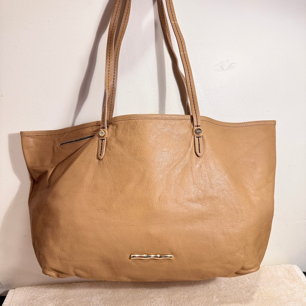 Elaine Turner Women's Tan Pebbled Leather Oversized Tote Bag